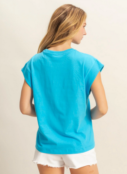 Cotton Knit Band Slv Top