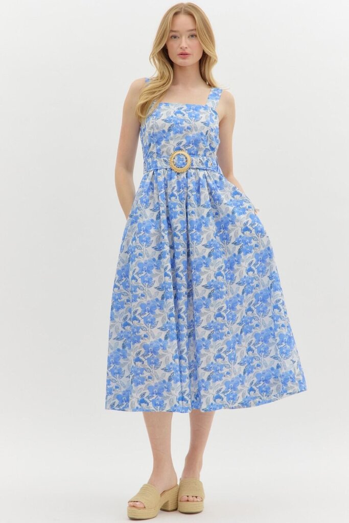 Floral Belted Middi Dress