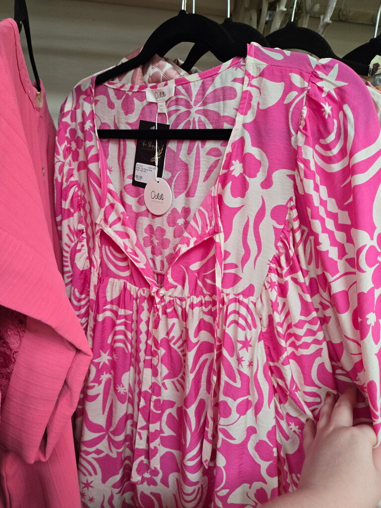 Front Tie Floral Pink Plus Top