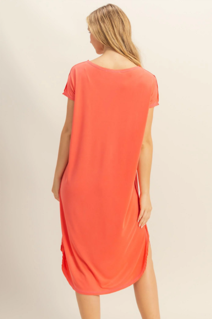 Coral Modal Middi Dress
