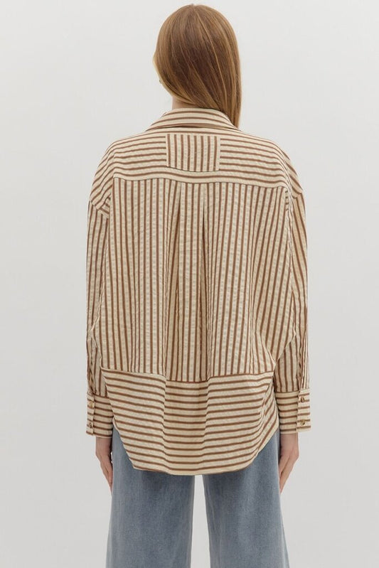 Textured Stripe Button Down