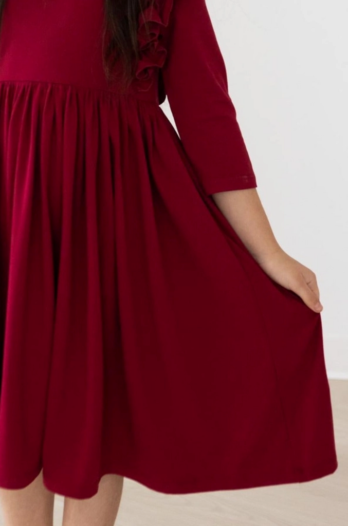 Burgundy L/S Twirl Dress