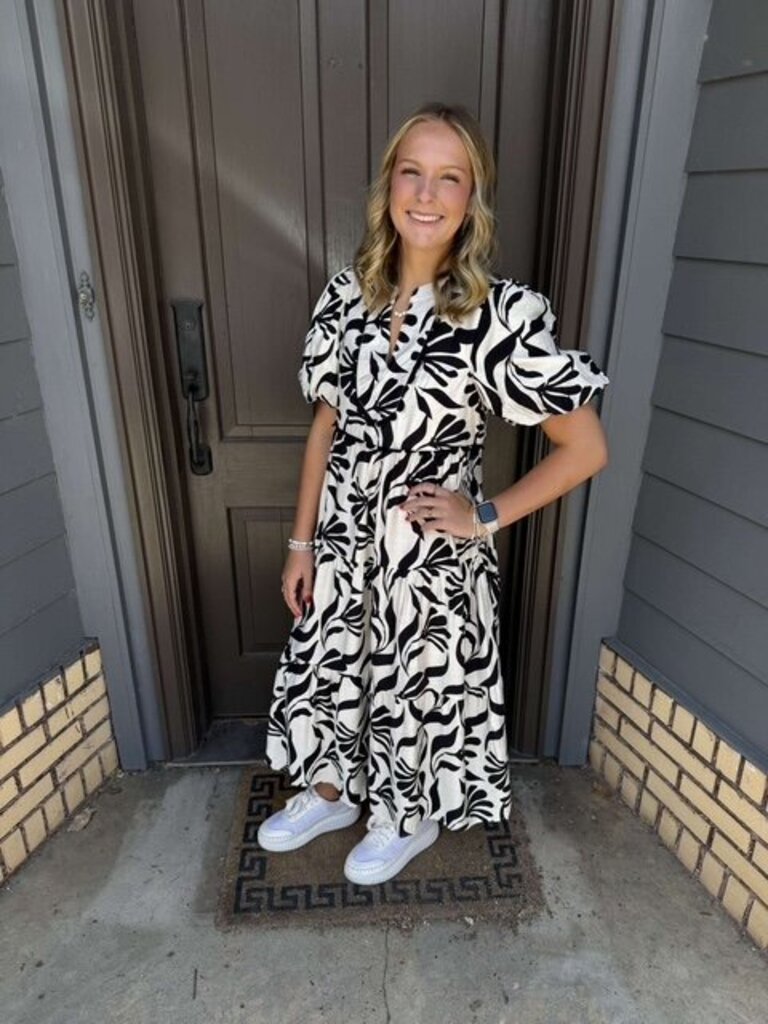 Black Mix Tiered Middi Dress