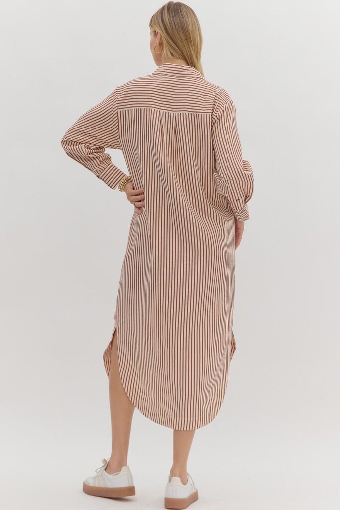textured Stripe L/S Shirt Dress