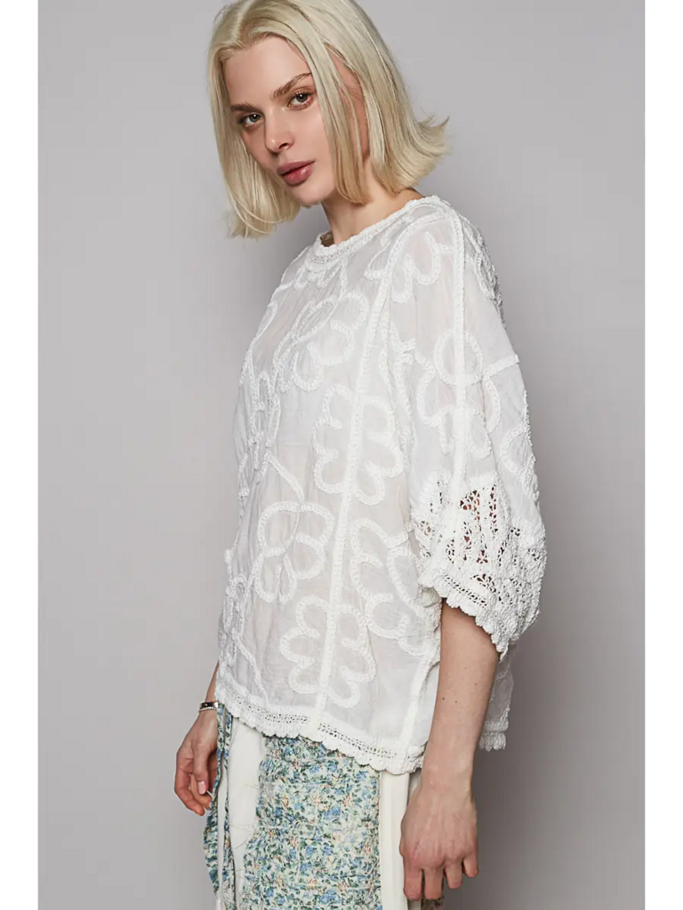 White Lace detailed Top O/S