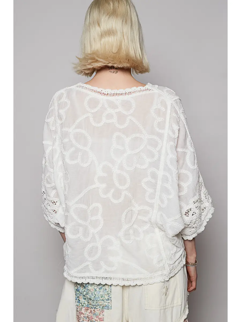 White Lace detailed Top O/S