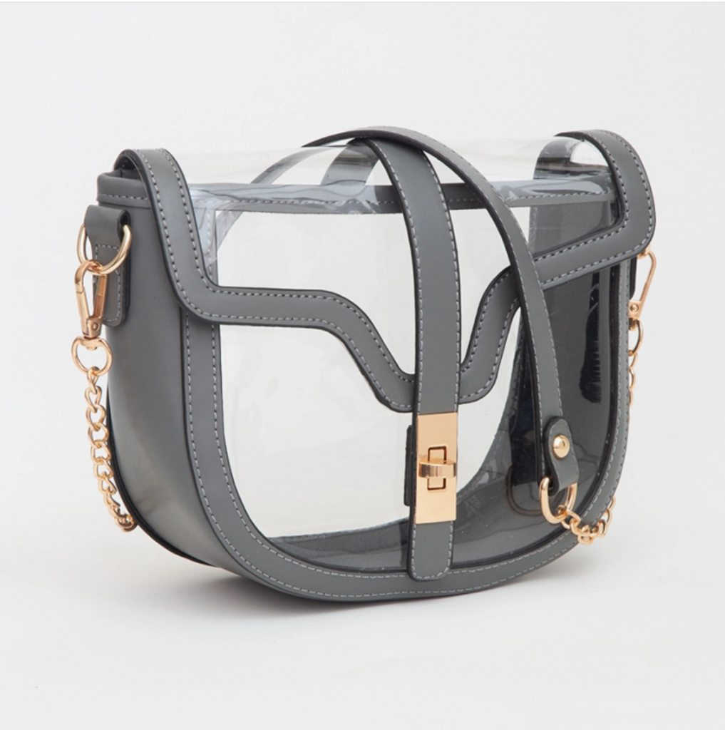 Clear Transparent Saddle bag- gray
