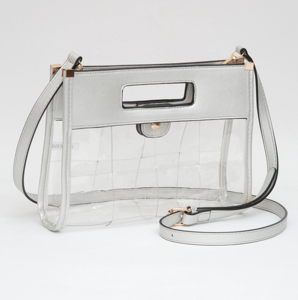 Faux leather transparent Crossbody bag- Silver