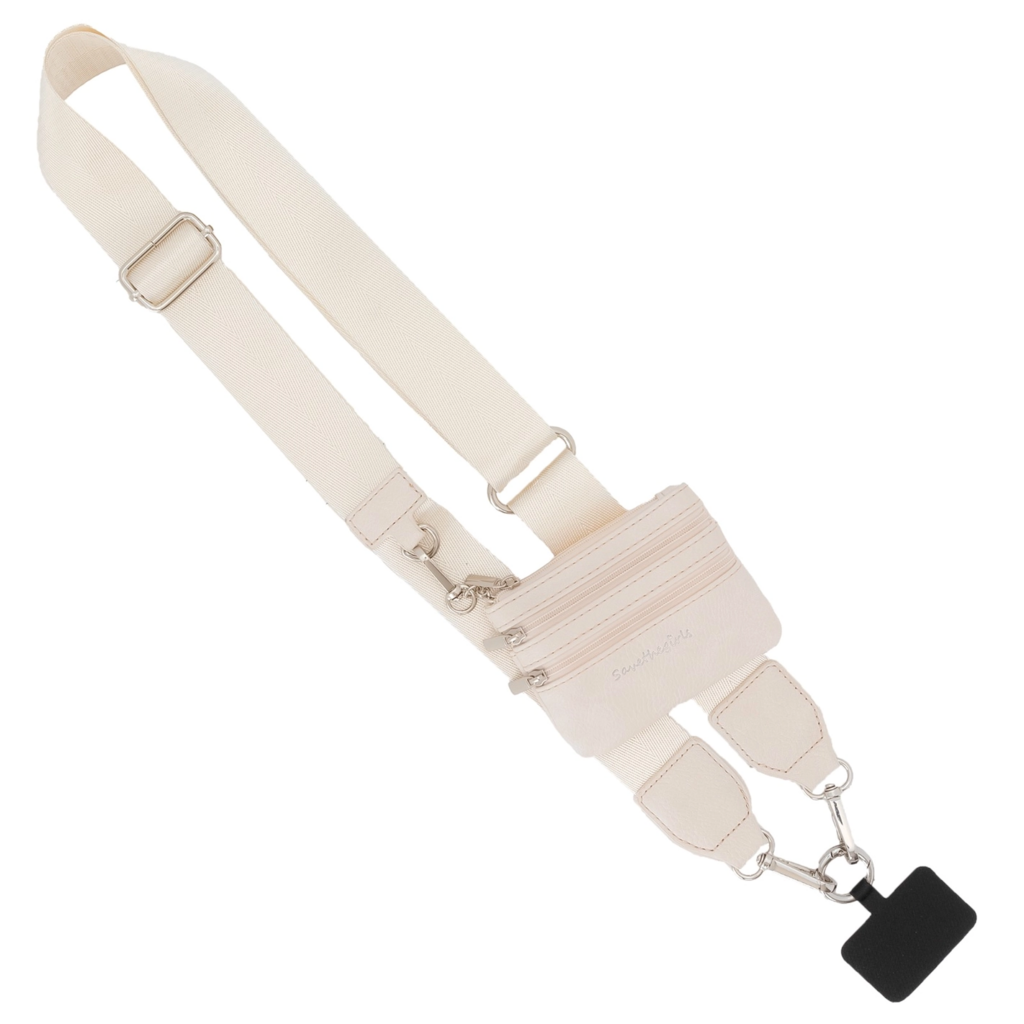 Clip & Go Strap with Zippered pouch Neutral- Cream