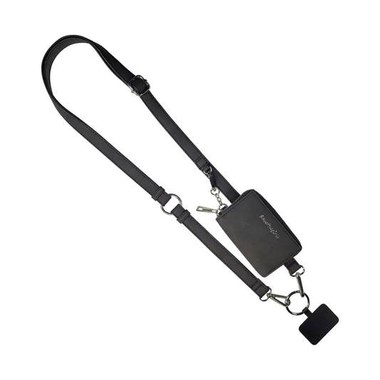 Clip & Go Strap with pouch leather- Black