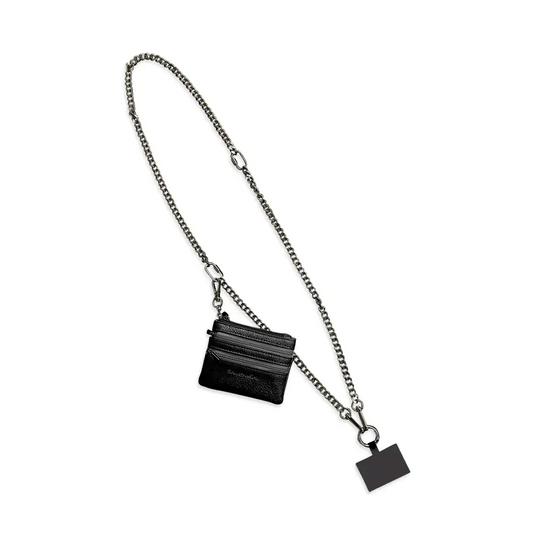 Clip & Go Chain with zippered pouch- Gun Metal