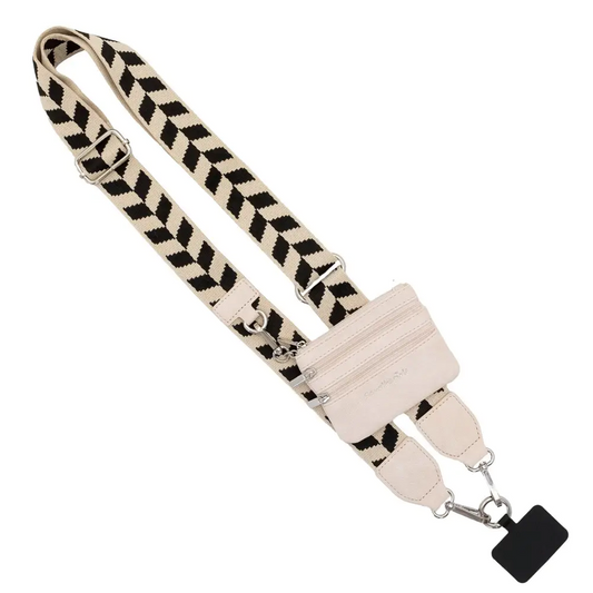 Clip & Go Strap with Zippered pouch Chevron- Blk/Crm