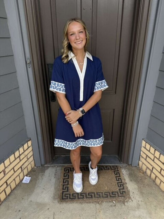 Collared Mini with Embroidered Detail