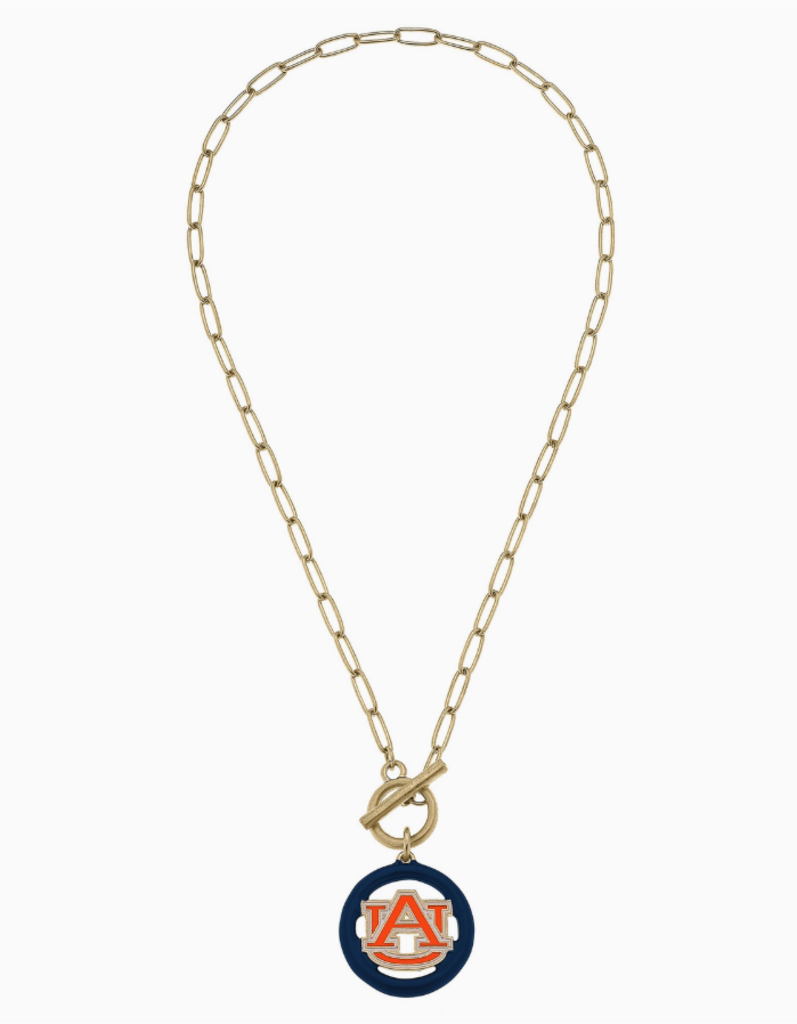 Auburn logo T-bar necklace