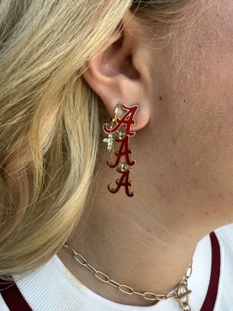 Crimson Tide Triple Drop Earrings