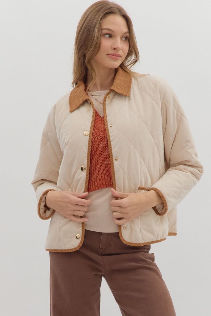 Quilted with Corduroy Contrast Jacket