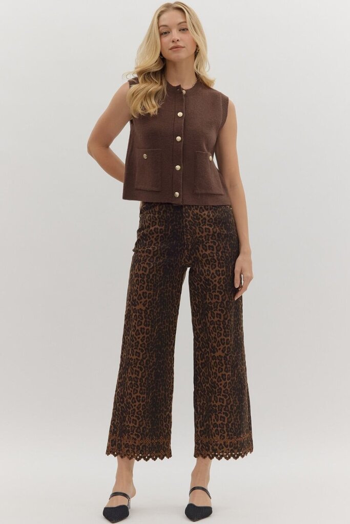 Leopard Eyelet Pants