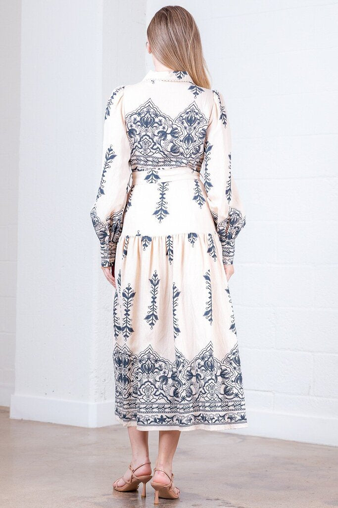 Collared Button Down Lace Detailed Dress