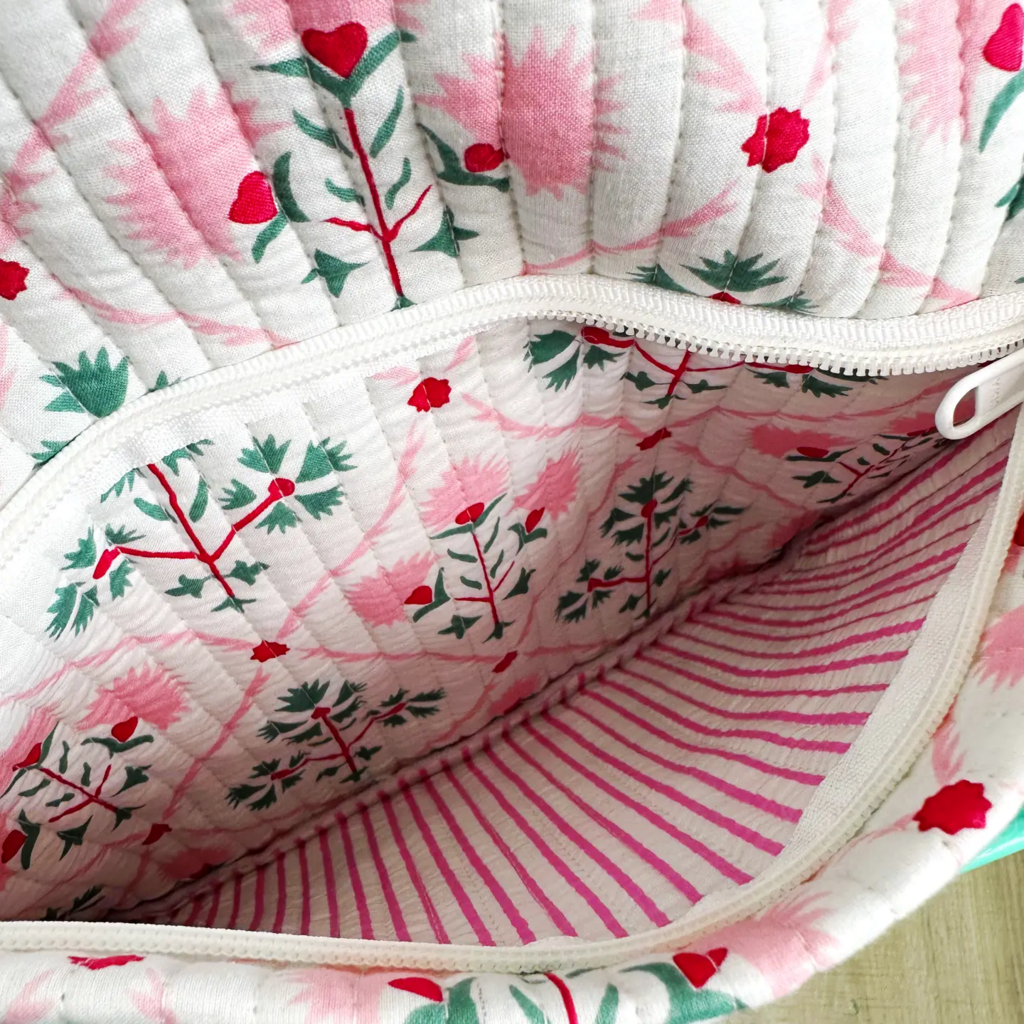 Folk Floral Quilted Handmade Weekender Bag