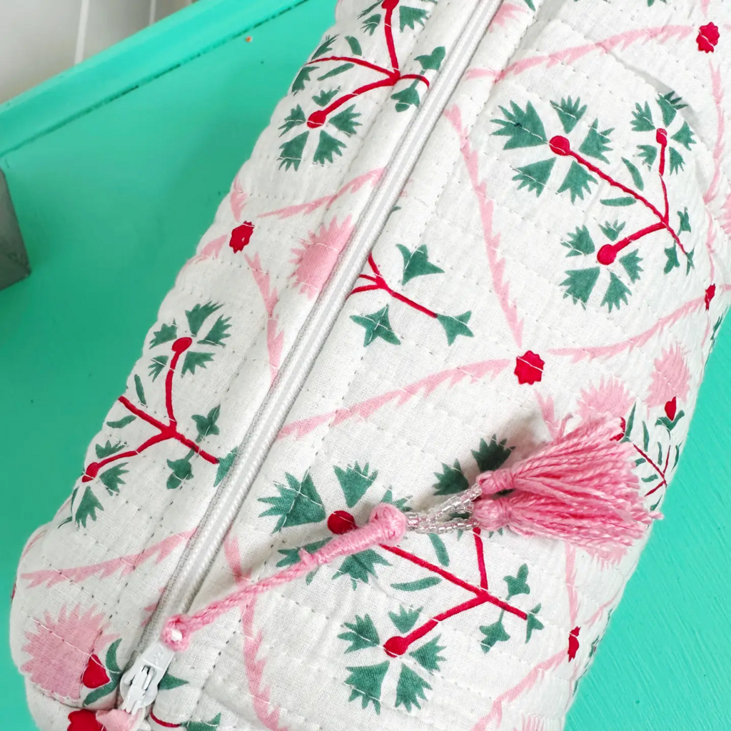 Folk Floral Quilted Handmade Travel Bag