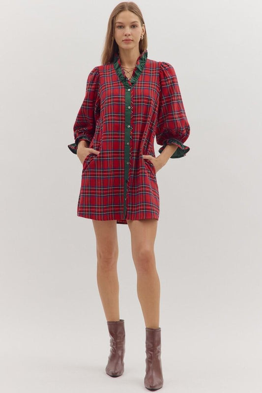 Plaid Holiday Mini Dress