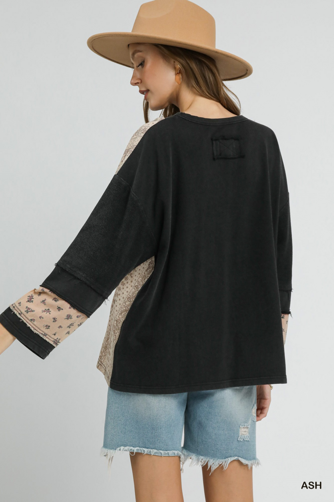 Patchwork Sleeve Pullover