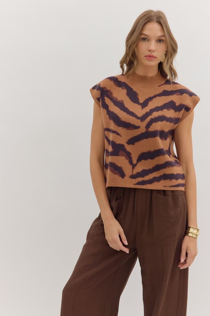 Animal Pattern Mock Neck