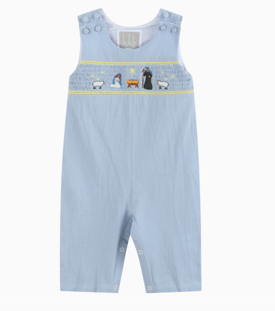 Nativity Smocked Overalls