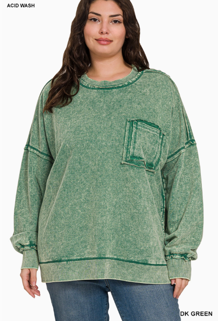 French Terry Acid Wash Pullover