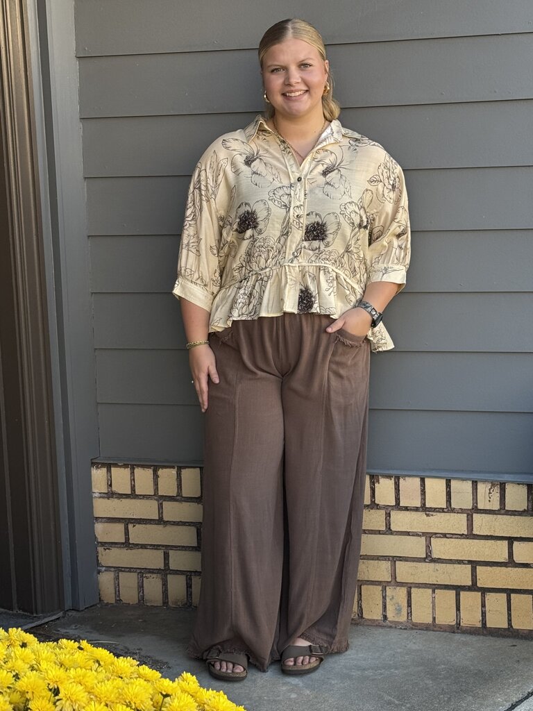 Floral Hi/Lo Button-Up