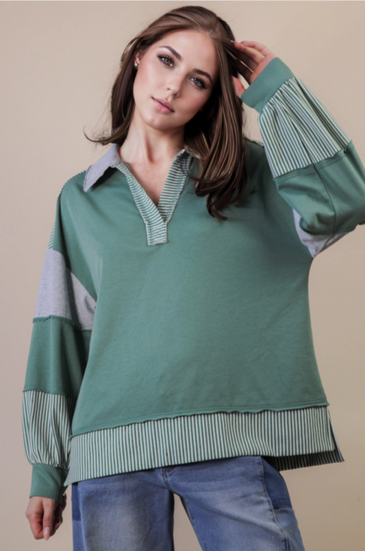 Color Block Casual Knit Top