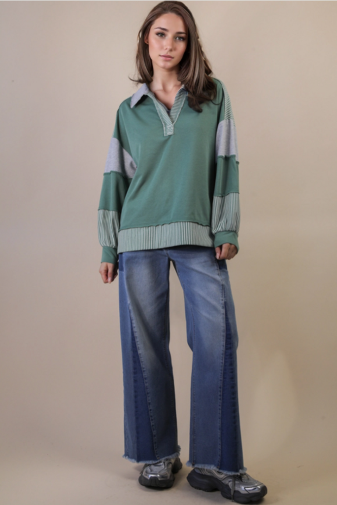 Color Block Casual Knit Top