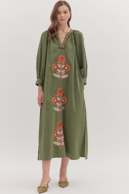 Embroidered Floral Maxi