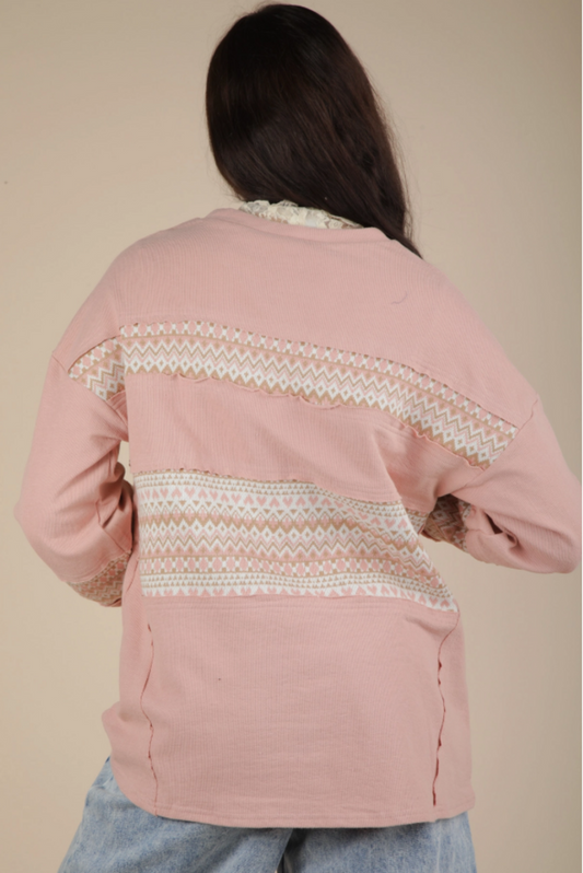 Oversized Contrast Knit Top