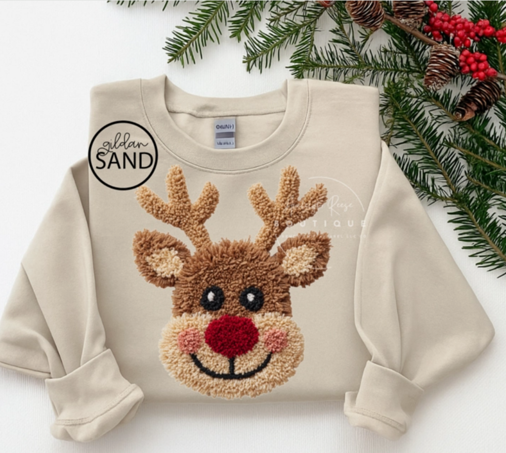 Reindeer Faux Yarn Sweatshirt