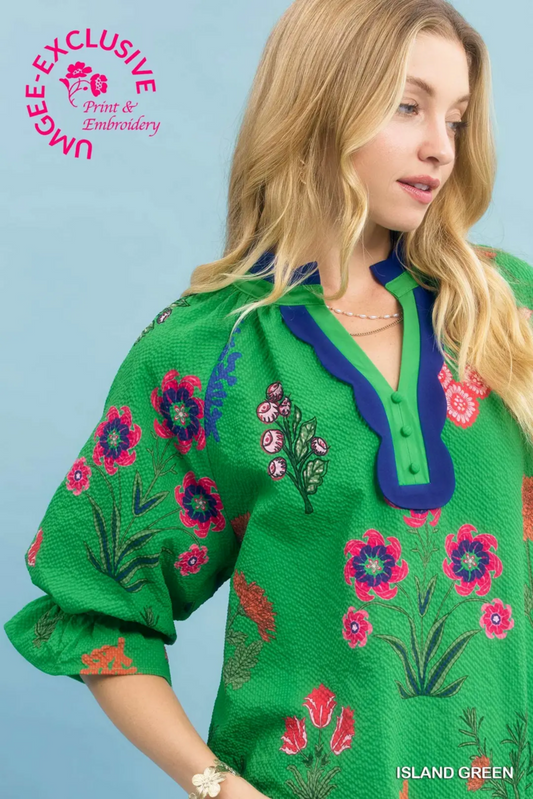 Island Green V-Neck Top