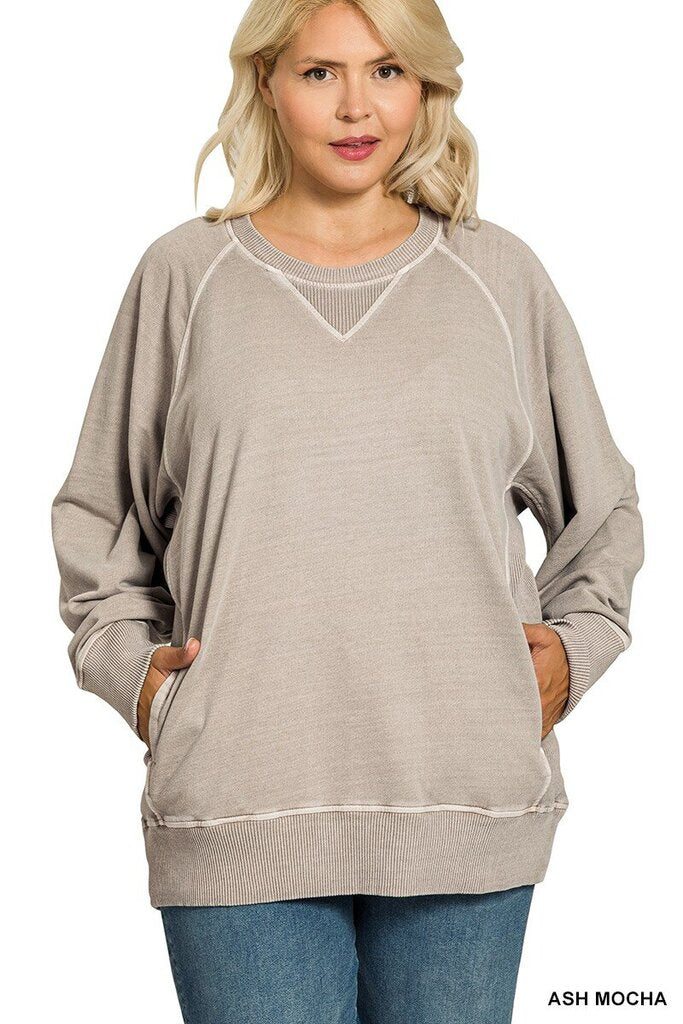 Dyed French Terry Pullover ASH MOCHA