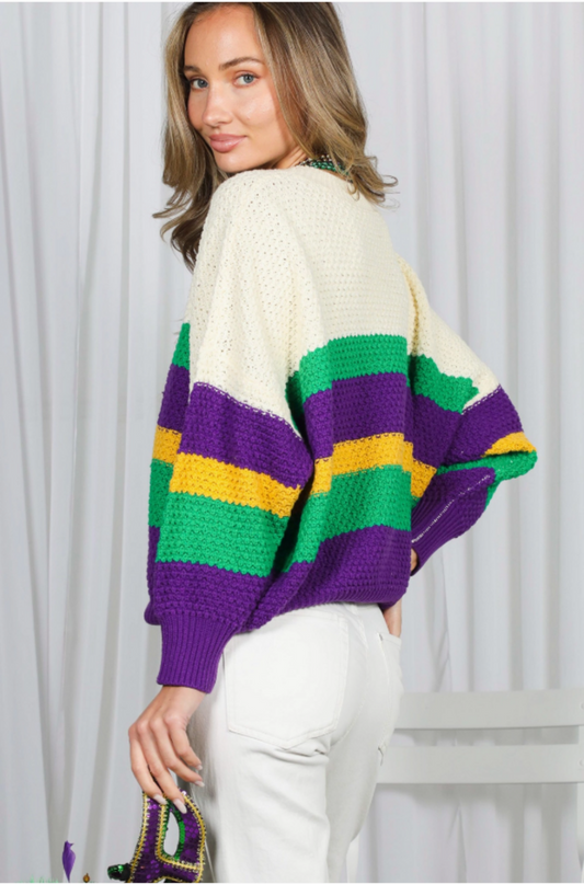Mardi Gras Waffle Sweater
