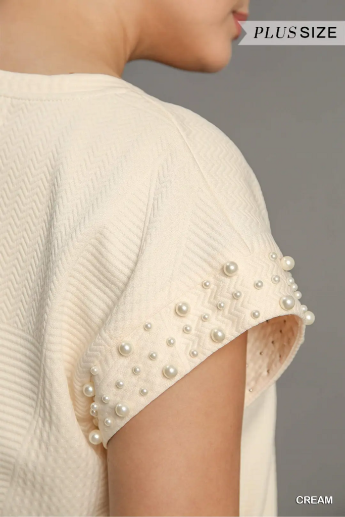 Cream Top with Pearl Accent
