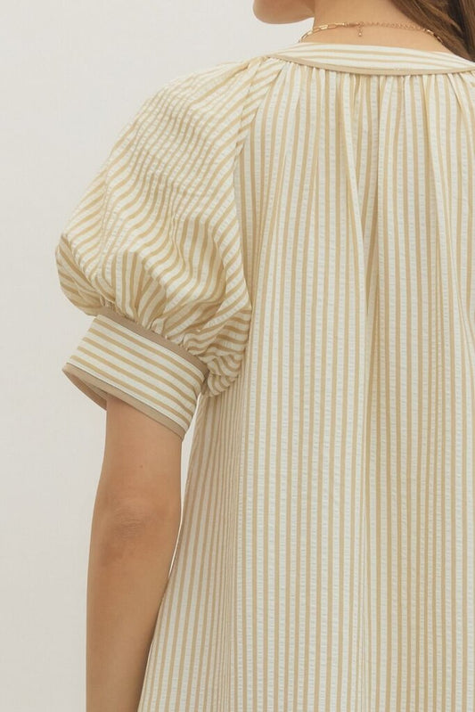 Striped Embroidered Midi Dress