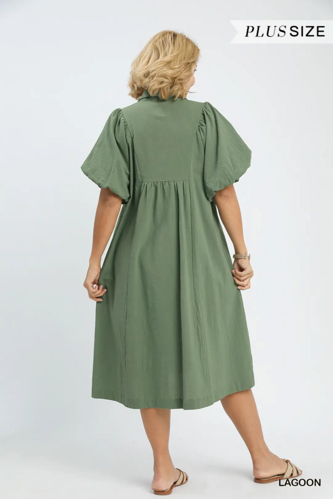 Smocked Front Yoke Midi Dress