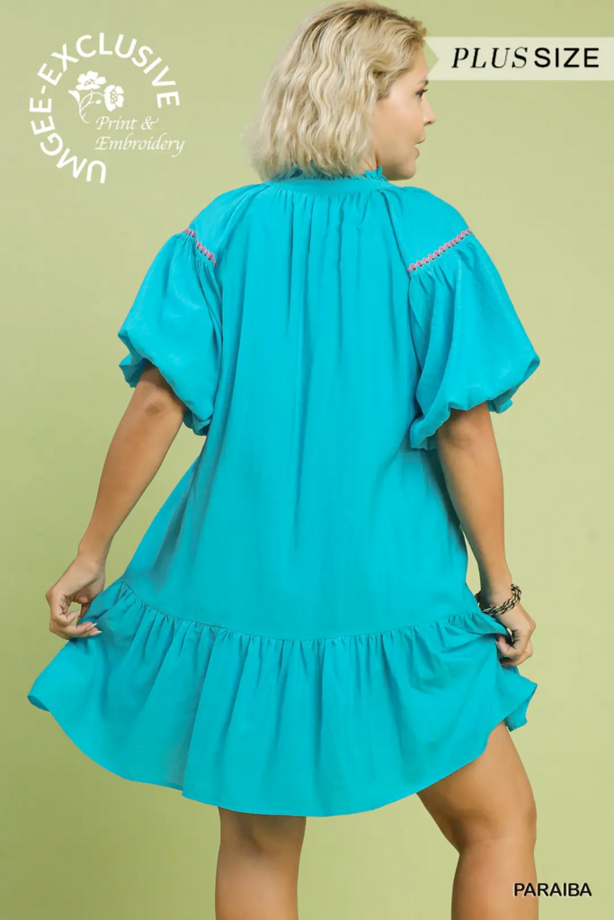 Boho Floral Embroidered Mini Dress