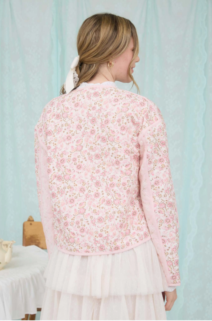 Pink Floral Quilted Jacket