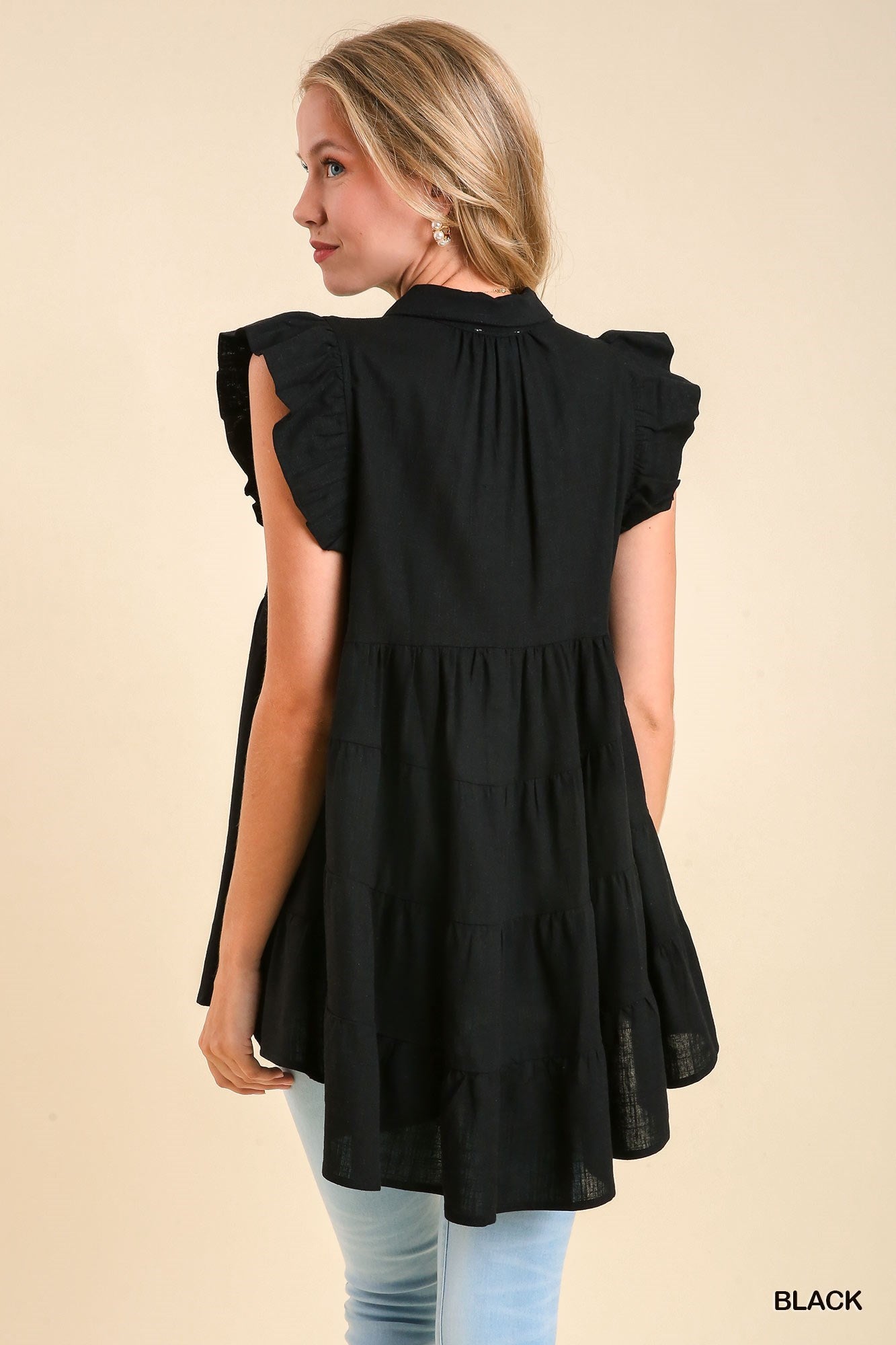 Collared Button Down Linen Tunic