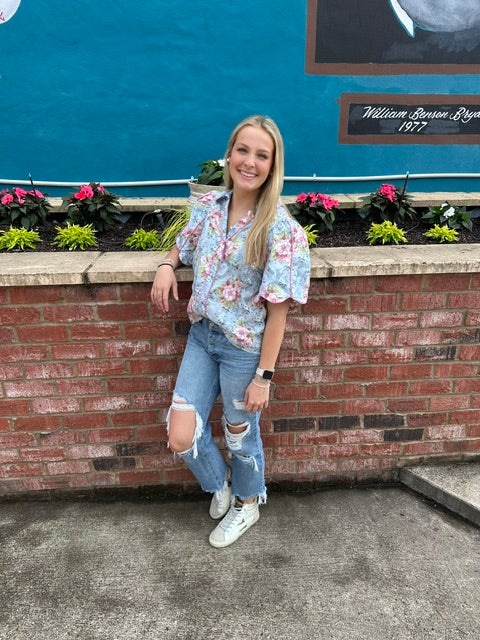 Blue Floral Top