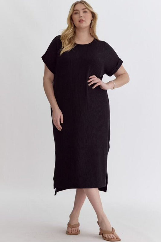 Curvy Black Mid-Length Dress
