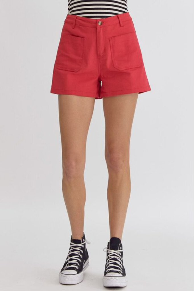 Red Shorts With Pockets