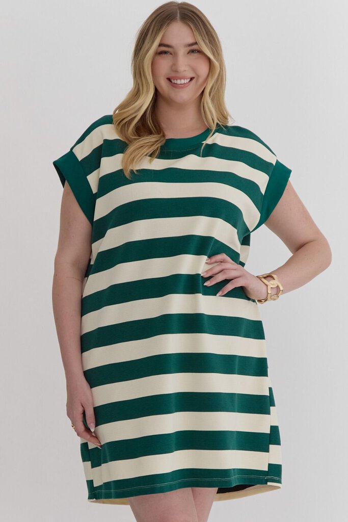 Curvy Pocketed Stripe Dress