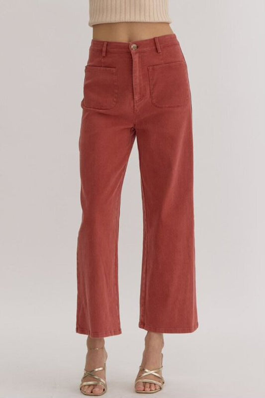 Wide Leg Crop Pants Rust