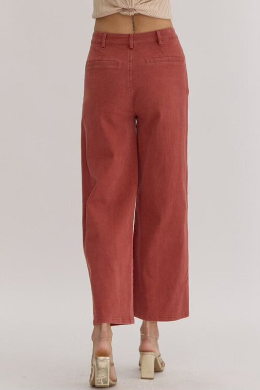 Wide Leg Crop Pants Rust